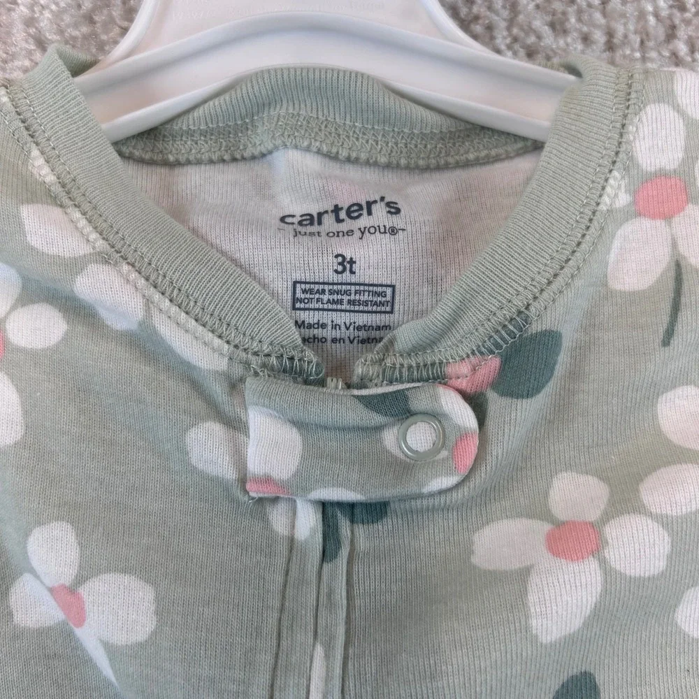 Carters Just One You Toddler Girls 3T Floral Strawberry Footed Pajamas 2 Pack